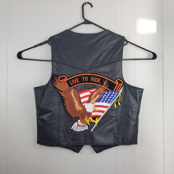 VTG 70s 80s Park V Leather Vest Harley Davidson - Picture 6 of 7